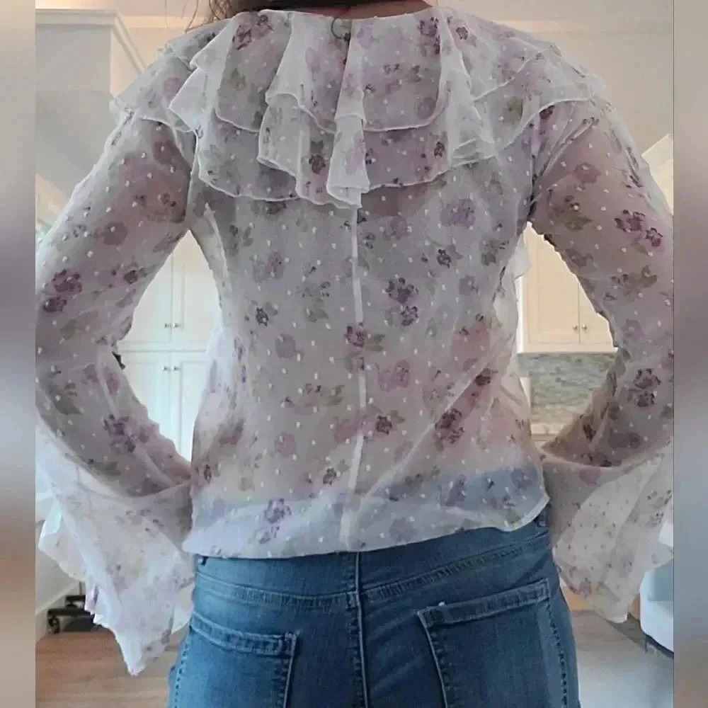 MAJORELLE ruffle flower blouse - Picture 2 of 12
